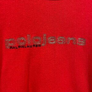 Vintage Polo Jeans Co Ralph Lauren‎ Red Long Sleeve Women's Embroidered Shirt Lg